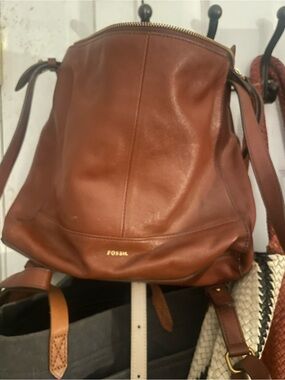 Fossil Tan Leather Backpack Sling